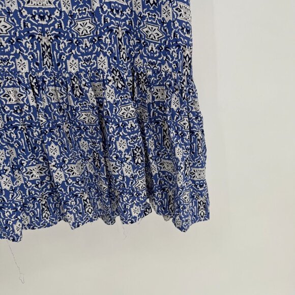 Chelsea & Theodore Square Neck Tiered Maxi Dress Size Medium Blue White Beachy - Picture 7 of 9